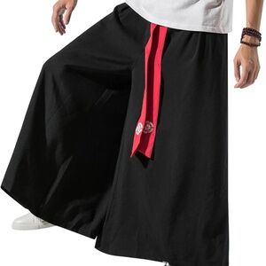 GURUNVANI Men's Wide Leg Pants Japanese Yoga Pants Hip Hop Baggy Trousers